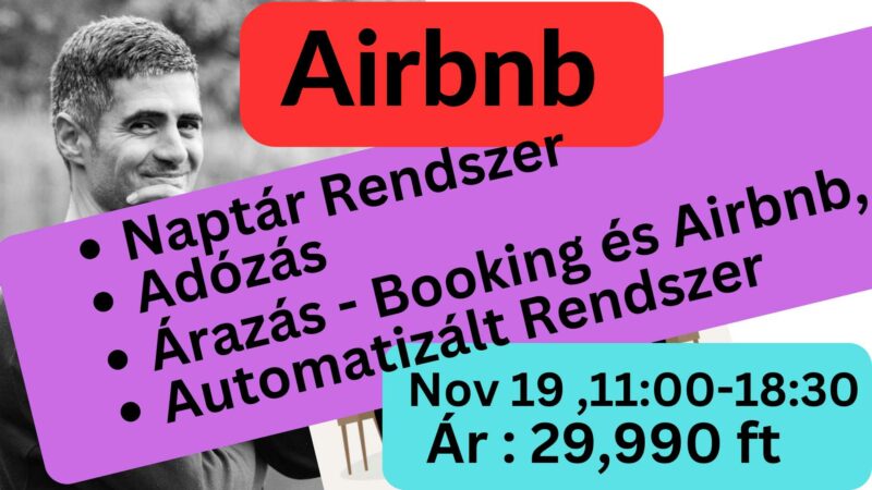 Airbnb alap tanfolyam - Adózás, árazás egy komplett üzlet bemutatása